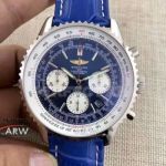 Perfect Replica Breitling 1884 Chronometre Navitimer 01 Watch Blue Dial Blue Leather